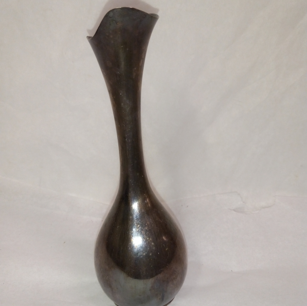 Denmark Budding Vase Silver Plated Metal 6" small Vintage Collectible